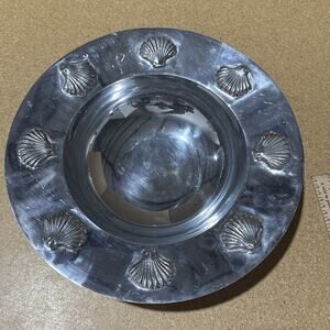 Target 2008 Decorative Metal Serving Bowl Shell Motif Coastal Style 15”